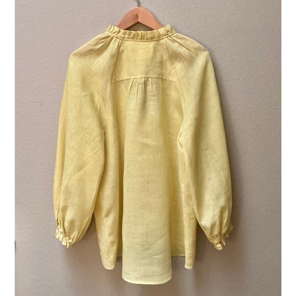 Maeve by Anthropologie Audi Linen Ruffle  Loose Fit Blouse Size Large - Picture 3 of 9
